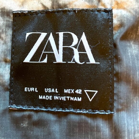 ZARA Puffer Jacket Coat Men's LARGE Streetwear Urban Double Zip Modern EUC - Picture 12 of 14